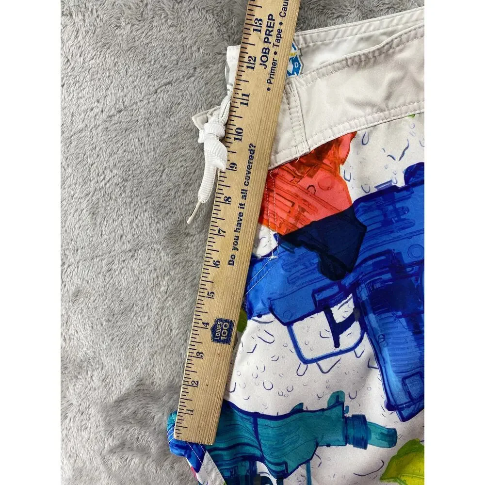 Quiksilver Cypher Series Board Shorts Water Gun Print White Multicolor Size 33